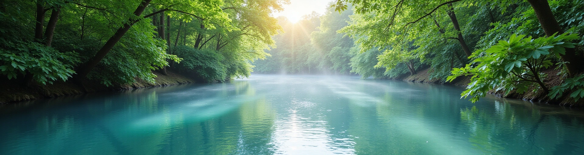 A serene natural landscape with clear water and lush greenery, symbolizing purity and nature's essence.